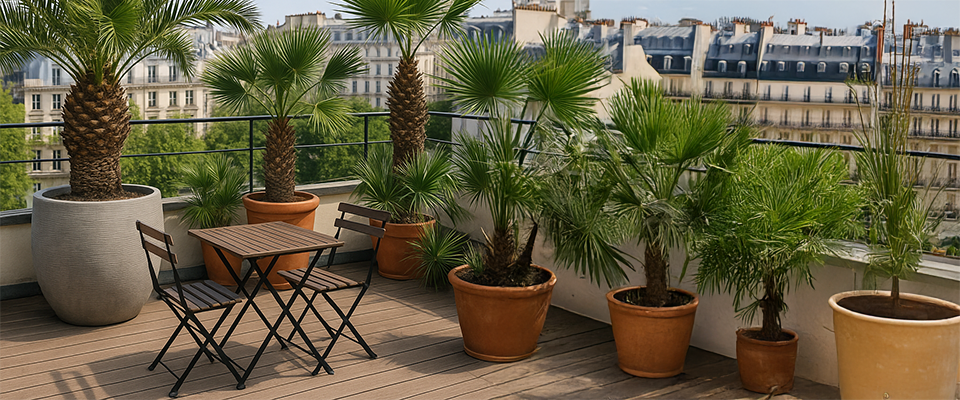 palmiers en pot terrasse
